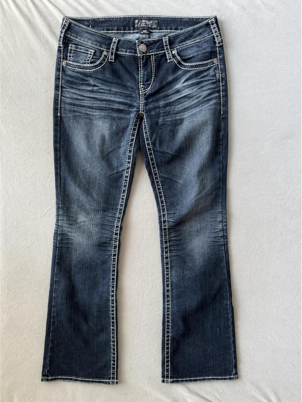 Silver Jeans Aiko Bootcut Jeans Womens 30x33 Dark Wash Stretch Denim Mid Rise
